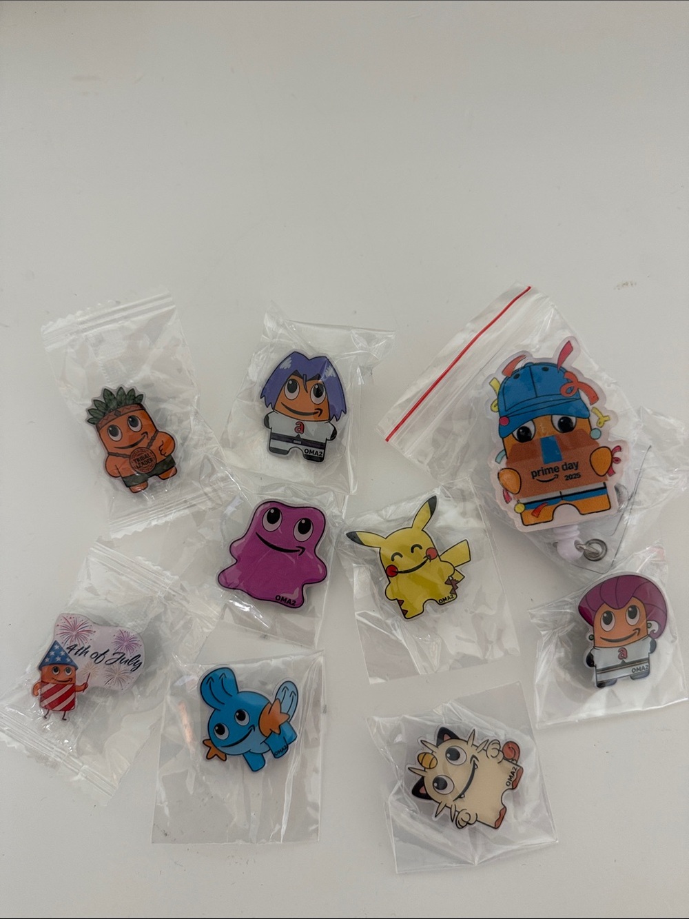 Amazon Kids Character Keychain Set - Yellow, Blue, Purple, Pink, Orange, Brown